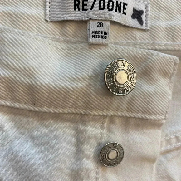 Re/Done Womens High Rise Straight Leg Frayed Hem Cotton 70s Stove Pipe 28 waist - Picture 5 of 12